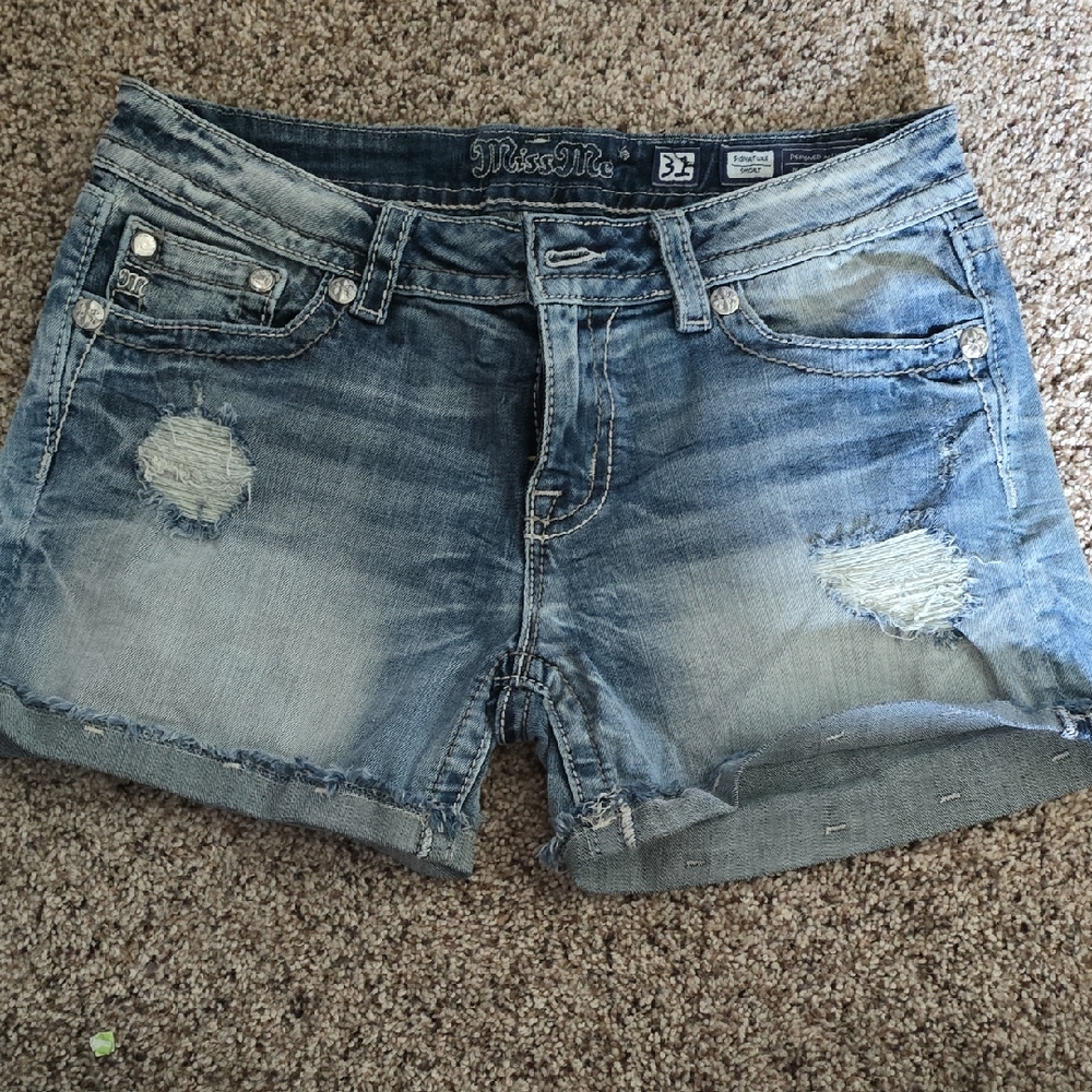 Miss Me Faded Blue Jean Shorts
